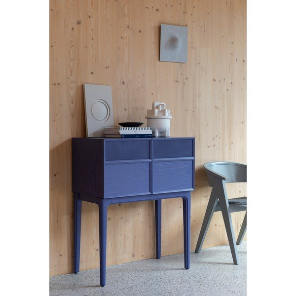 Modra komoda v hrastovem dekorju 80x100x45 cm June – Zuiver-image-1
