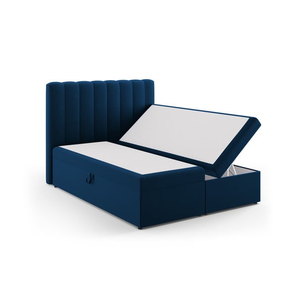 Temno modra boxspring postelja s prostorom za shranjevanje 160x200 cm Gina – Milo Casa-image-2