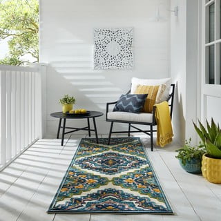 Modra zunanja preproga 80x230 cm Beach Floral – Flair Rugs