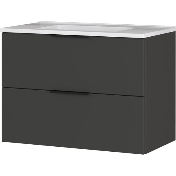 Antracitno siva nizka stenska omarica z umivalnikom 81x61 cm Crandon – Germania-image-2