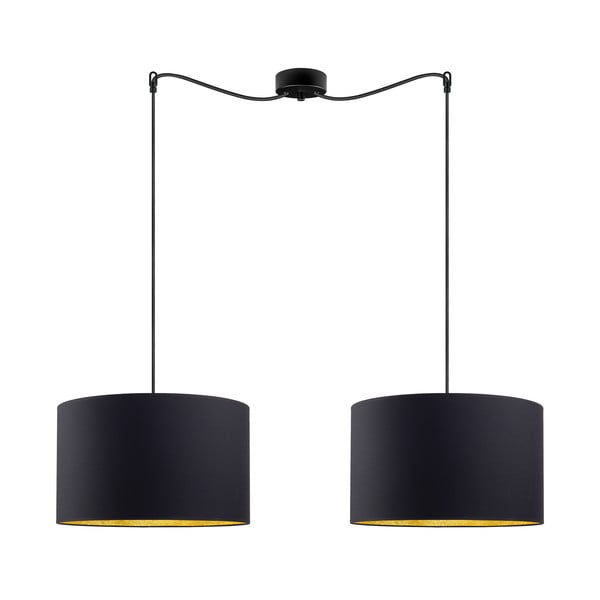 Črna dvojna viseča svetilka z detajli v zlati barvi  Sotto Luce Mika
