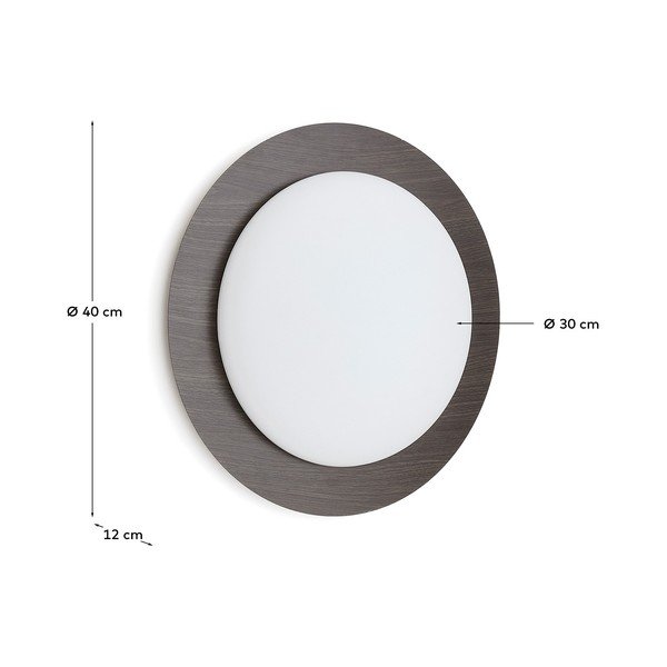Temno rjava kovinska LED stenska svetilka ø 40 cm Novae – Kave Home-image-4
