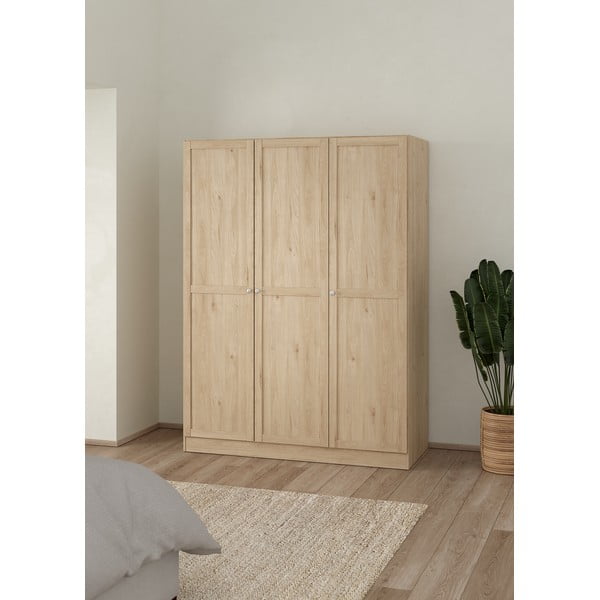 Garderobna omara v hrastovem dekorju v naravni barvi 147x200 cm Billund – Tvilum-image-1