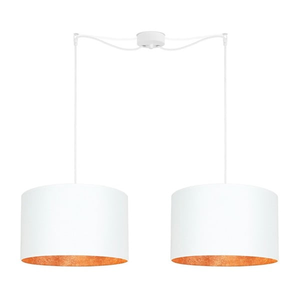 Bela dvojna viseča svetilka z detajli v bakreni barvi Sotto Luce Mika
