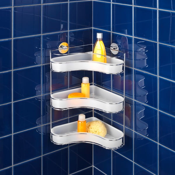 Kotna košara za tuš s tremi policami Wenko Vacuum-Loc, nosilnost do 33 kg -image-1