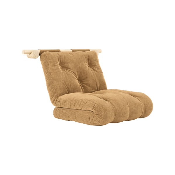 Svetlo rjav fotelj iz rebrastega žameta Hooked – Karup Design