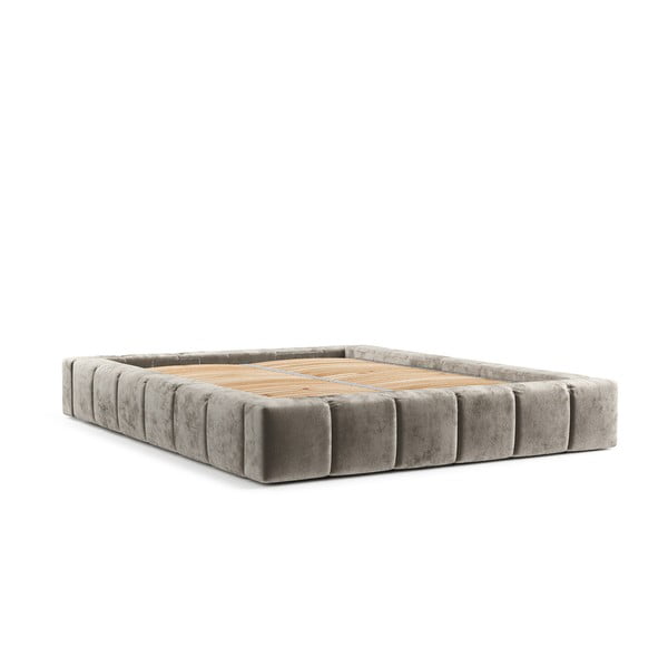 Bež oblazinjena zakonska postelja s prostorom za shranjevanje z letvenim dnom 160x200 cm Aruba L – Maison de Rêve
