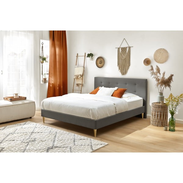 Temno siva zakonska postelja Bobochic Paris Rory Light, 180 x 200 cm-image-3