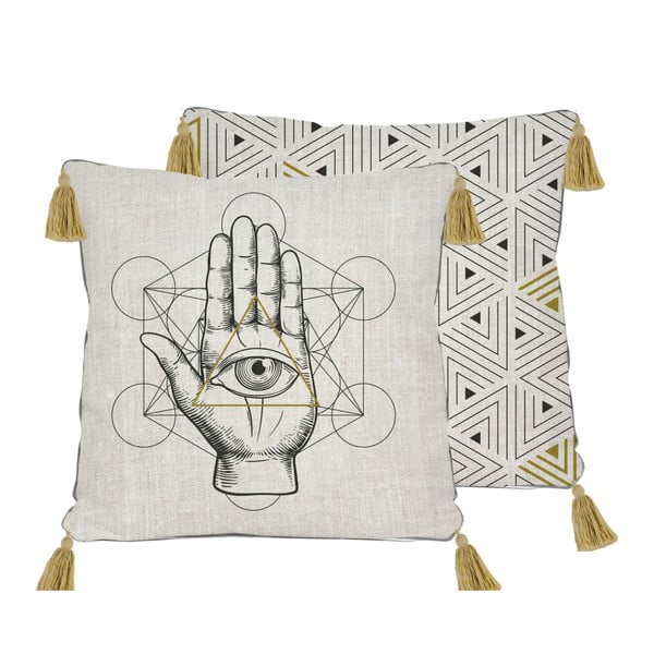Obojestranska lanena prevleka za okrasno blazino Madre Selva Symbolic Hand, 45 x 45 cm-image-2