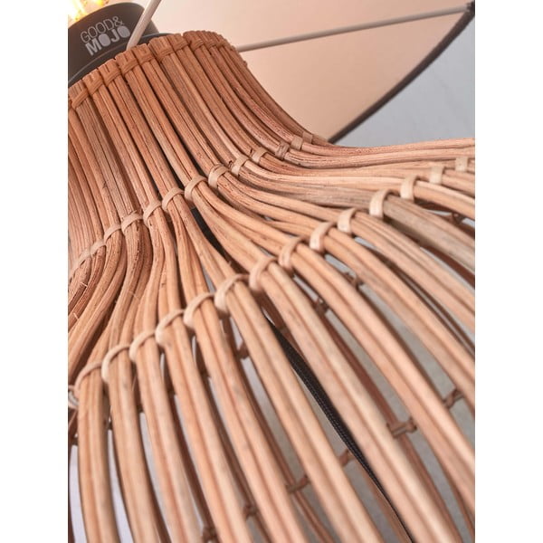 Bela/naravna namizna svetilka s tekstilnim senčnikom (višina 60 cm) Kalahari – Good&Mojo-image-3