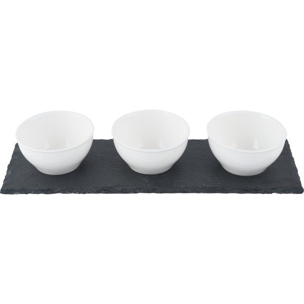 Set 3 posodic za omako iz belega porcelana s stojalom Mikasa