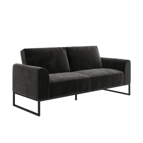 Črna žametna nastavljiva/raztegljiva sedežna garnitura 217 cm Adley – Støraa-image-2