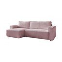 Rožnata raztegljiva kotna sedežna garnitura iz rebrastega žameta (s kotom po izbiri) Nihad – Bobochic Paris