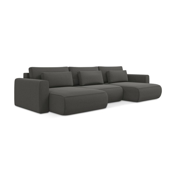 Temno siva žametna raztegljiva/s prostorom za shranjevanje kotna sedežna garnitura (v obliki črke "U") Kapua – Makamii-image-1