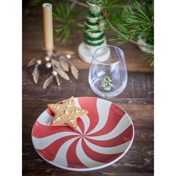 Rdeč krožnik z božičnim motivom iz kamenine ø 23 cm Yule – Bloomingville-image-1