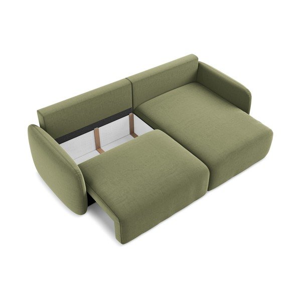 Zelena žametna raztegljiva/s prostorom za shranjevanje kotna sedežna garnitura (desni kot/z ležalnikom) Kalena – Makamii-image-4