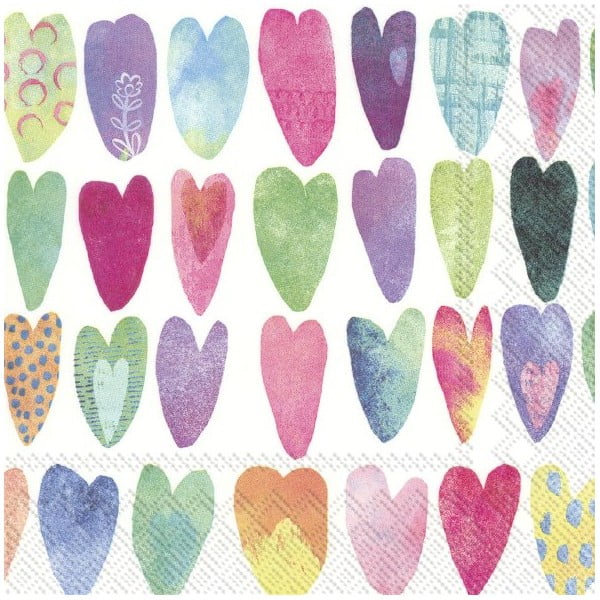Papirnati prtički v kompletu 20 kos Rainbow Hearts - IHR