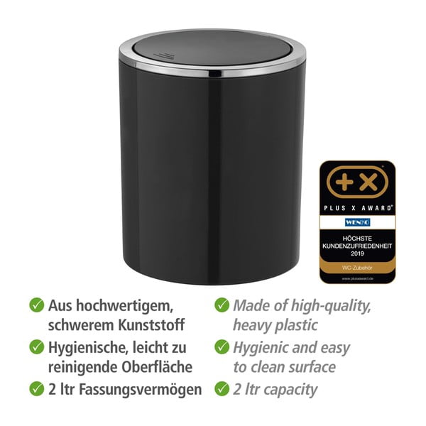 Črn koš za smeti Wenko Inca, 2 l-image-4