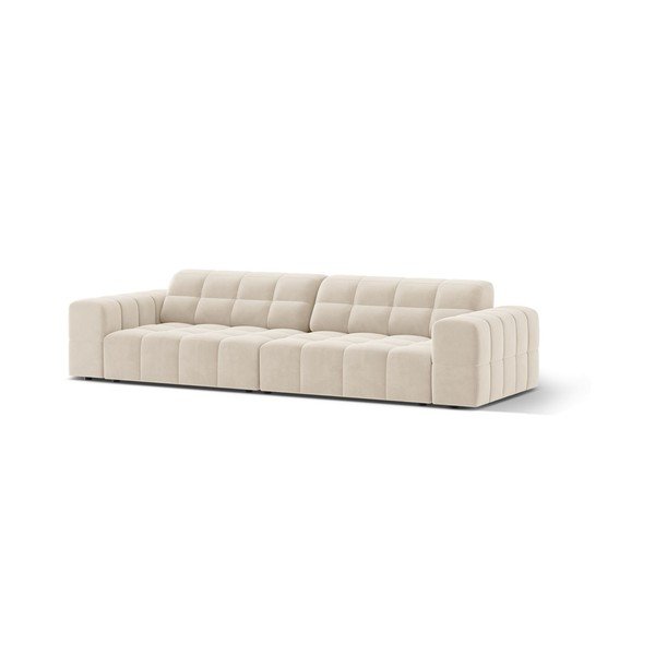 Kremno bela žametna sedežna garnitura 252 cm Chicago – Cosmopolitan Design-image-1
