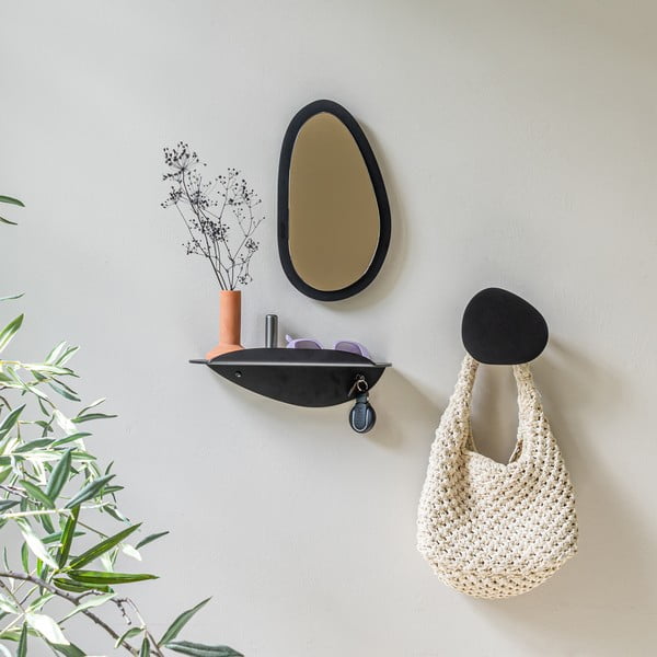 Črn kovinski stenski obešalnik 15 cm Mani – Spinder Design-image-1