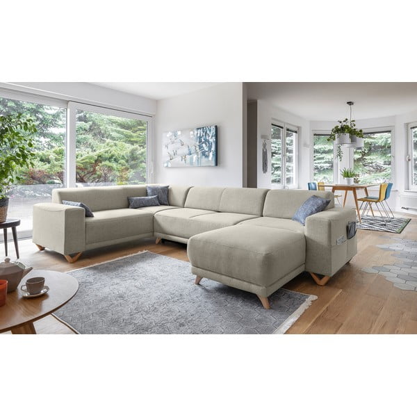 Bež raztegljiva/s prostorom za shranjevanje kotna sedežna garnitura (levi kot/v obliki črke "U") Classy Sophie – Miuform-image-3