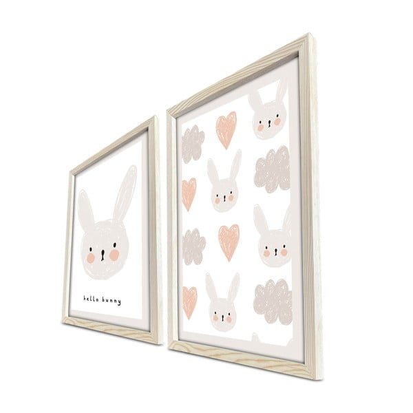 Otroške slike v kompletu 2 ks 38x53 cm Hello Bunny – Wallity-image-2