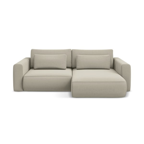 Bež žametna raztegljiva/s prostorom za shranjevanje kotna sedežna garnitura (desni kot/z ležalnikom) Kapua – Makamii