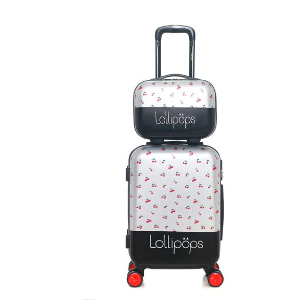 Komplet sive ročne prtljage na 4 kolesih in kozmetičnega kovčka Lollopops Holly