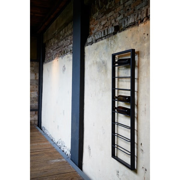 Črno stensko kovinsko držalo za vino 42x120x6 cm Macaben – Light & Living-image-1