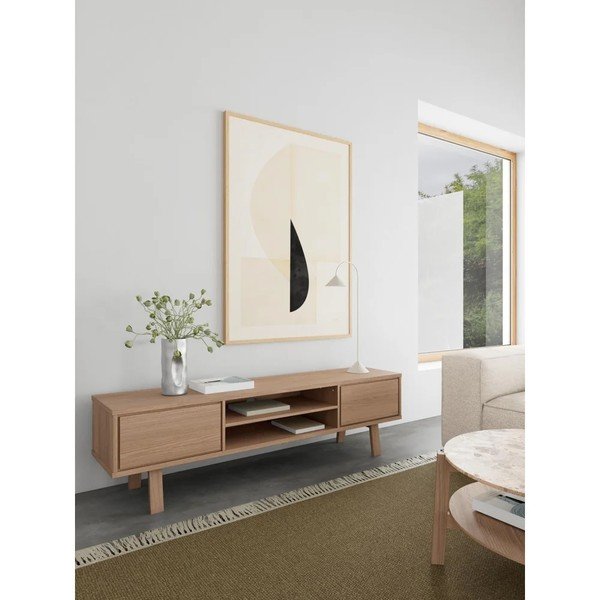 Furnirana TV omarica v svetli naravni barvi 180x50x40 cm Lamberth – Actona-image-1