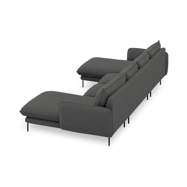 Temno siva sedežna garnitura v U obliki Cosmopolitan Design Vienna-image-4