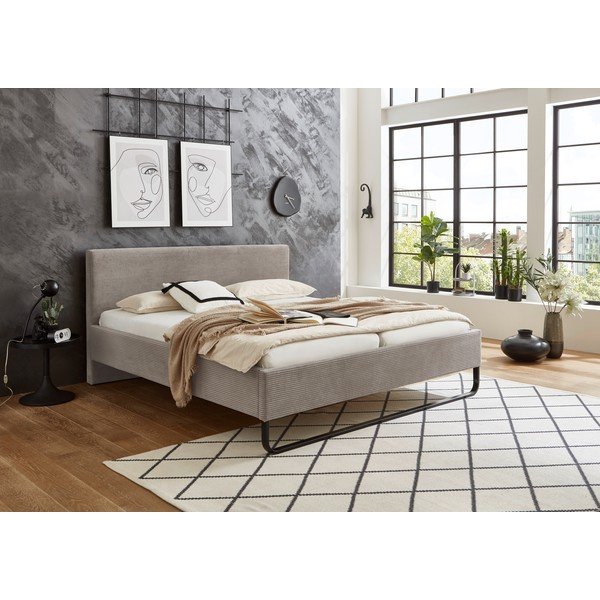 Siva/rjava oblazinjena zakonska postelja brez letvenega dna 180x200 cm Swing – Meise Möbel-image-1