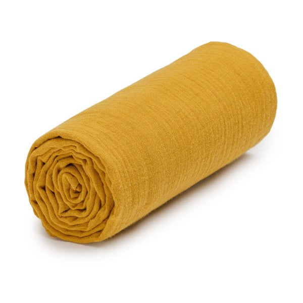 Rumena otroška brisača iz muslina 120x120 cm – T-TOMI