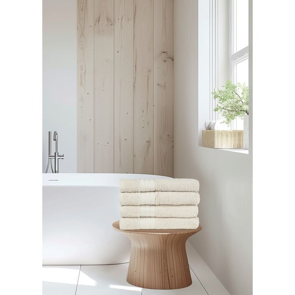 Bež frotirne bombažne brisače v kompletu 4 ks 50x100 cm – Good Morning-image-4