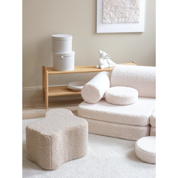 Kremno bela otroška sedežna garnitura iz tkanine bouclé 132 cm Settee – Wigiwama-image-3