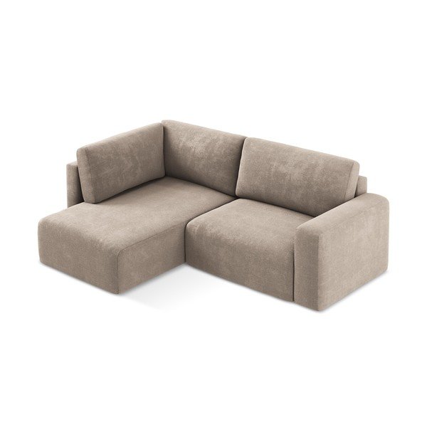 Bež raztegljiva/s prostorom za shranjevanje kotna sedežna garnitura iz šenilje (levi kot/v obliki črke L) Kona – Makamii-image-3