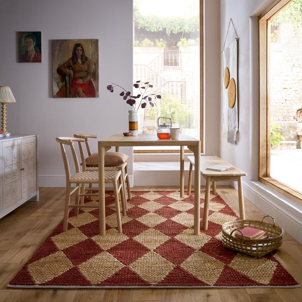 Ročno tkana preproga iz mešanice jute v barvi terakote 120x170 cm Effie Diamond – Flair Rugs-image-1