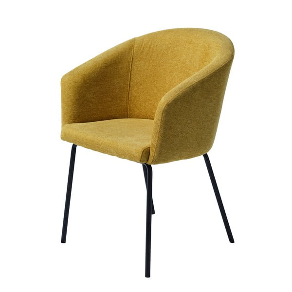 Gorčično rumen oblazinjen jedilni stol z nasloni za roke Easton – Unique Furniture-image-1