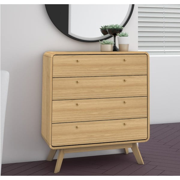 Visoka komoda v hrastovem dekorju v naravni barvi 80x88 cm Cassie - Støraa -image-1