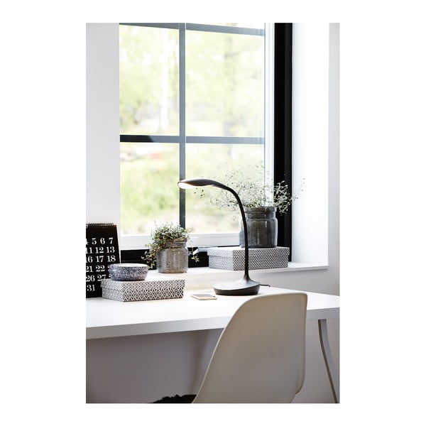 Črna namizna svetilka s priključkom USB Markslöjd Swan-image-3