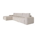 Bež raztegljiva kotna sedežna garnitura s prostorom za shranjevanje (levi kot) Lulu – Miuform