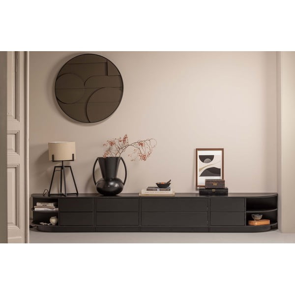 Črn TV komplet iz masivnega bora 206x40 cm Finca – WOOOD-image-2