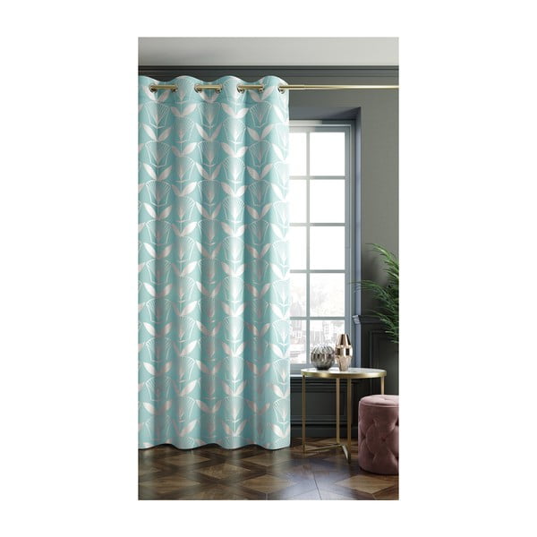 Turkizno modra zavesa AmeliaHome Floris, 140 x 250 cm-image-1