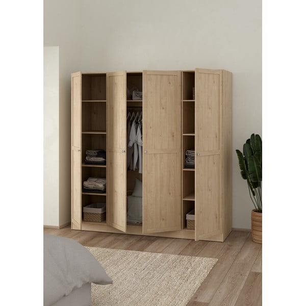 Garderobna omara v hrastovem dekorju v naravni barvi 195,5x200 cm Billund – Tvilum-image-2
