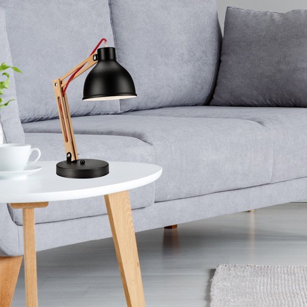 Črna/rjava namizna svetilka s kovinskim senčilom (višina 44 cm) Marcello – LAMKUR-image-1