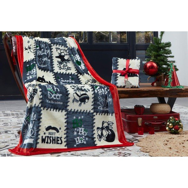 Modra odeja z božičnim motivom iz mikropliša 100x170 cm – Mila Home