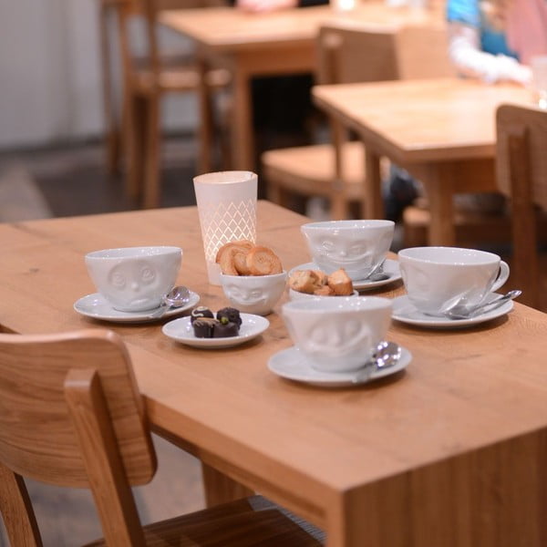 Bela porcelanasta skodelica za kavo z motivom nasmeška 58products, 200 ml-image-1