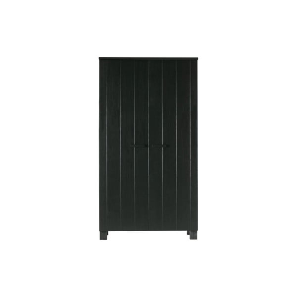 Črna garderobna omara s konstrukcijo iz borovega lesa WOOOD Dennis