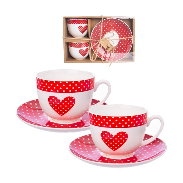 Rdeče porcelanaste skodelice v kompletu 2 kos 280 ml - Orion-image-1