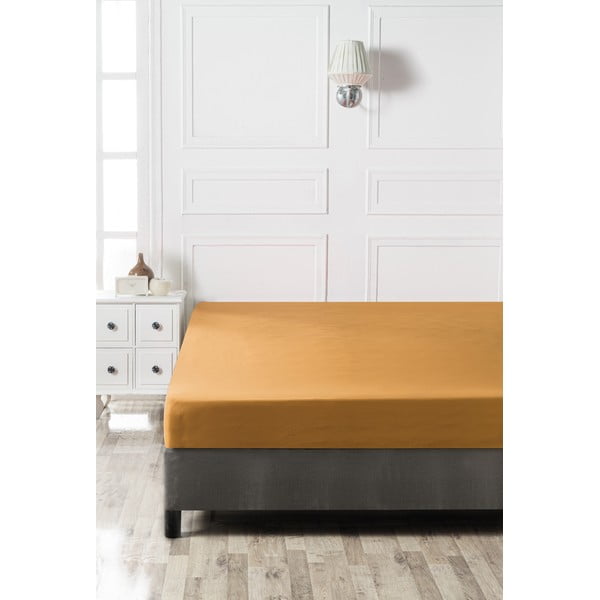 Rumena bombažna napenjalna rjuha 160x200 cm - Mijolnir-image-2